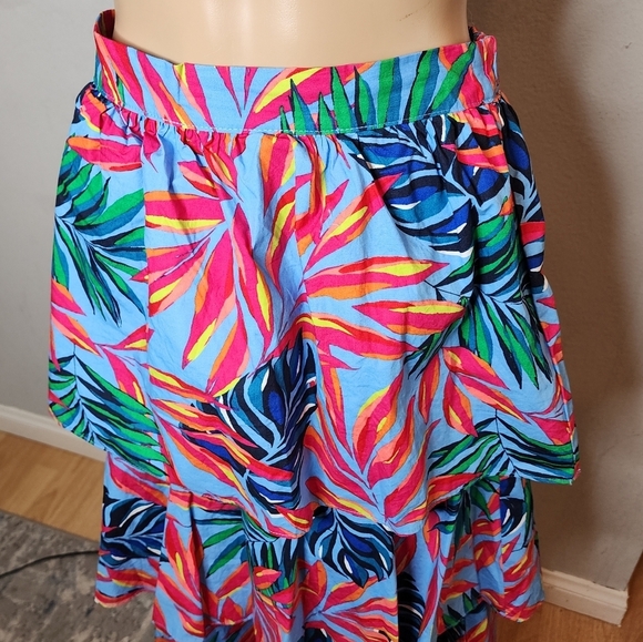 NWT Tabitha Brown × Target Pull On Tiered Vibrant Tropical Floral Midi Skirt XXS - Picture 11 of 14